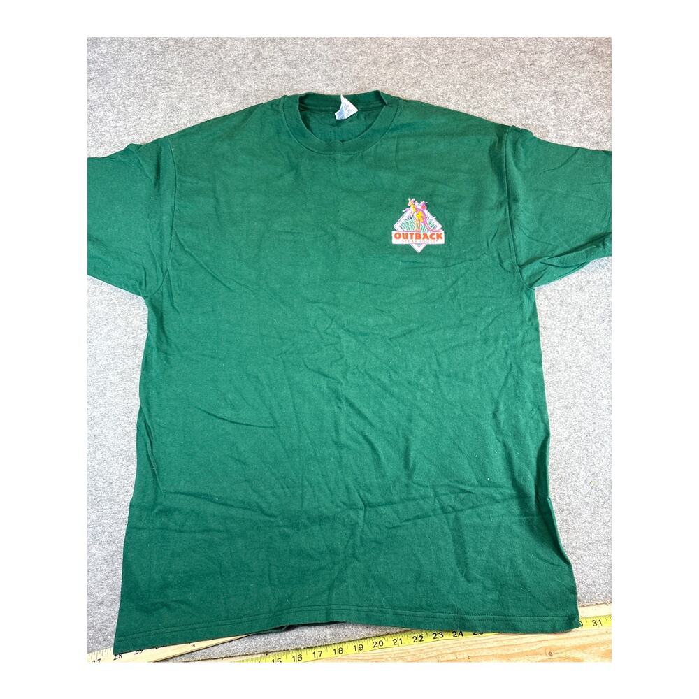 VINTAGE 90s Outback Steakhouse Shirt Mens XL Green Kangaroo Single Stitch Tee